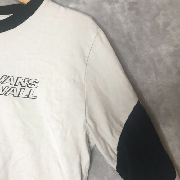 Vans Off The Wall Crop Top Womens S White Black Long Sleeve Crew Checkerboard - Picture 5 of 10